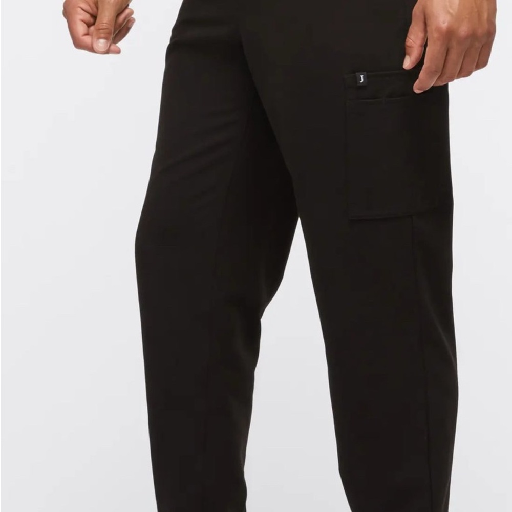 Jaanuu Men's Black Jogger Scrub Pants with Drawstring - Picture 7 of 7